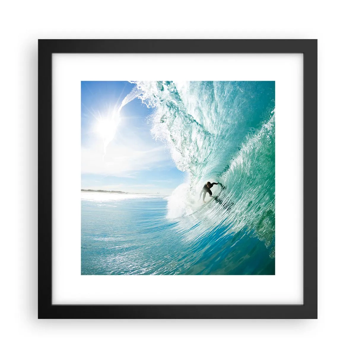 Póster en marco negro - Siempre en la ola - 30x30 cm