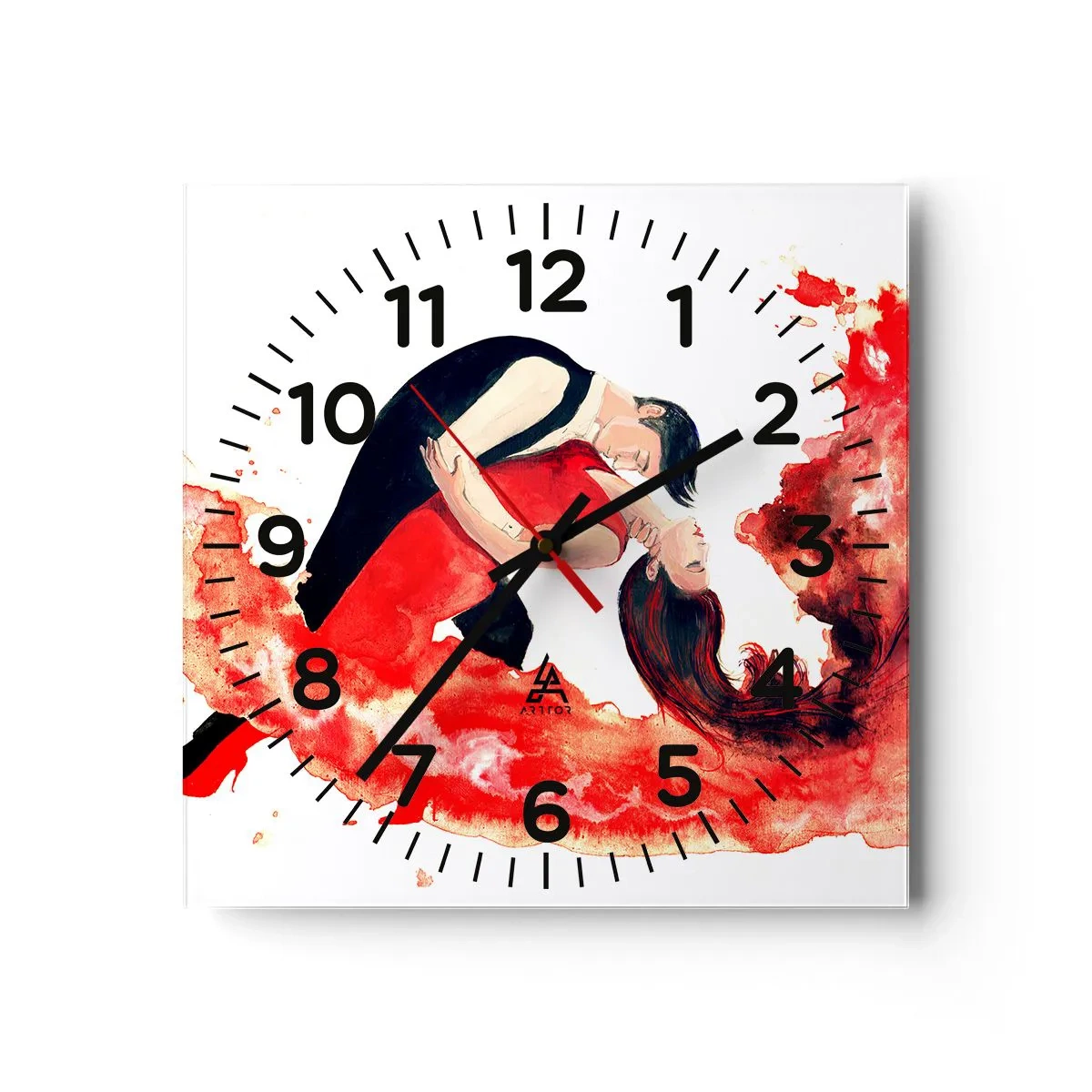 Reloj de pared - Reloj de vidrio - El tango: una ola sensual - 40x40 cm