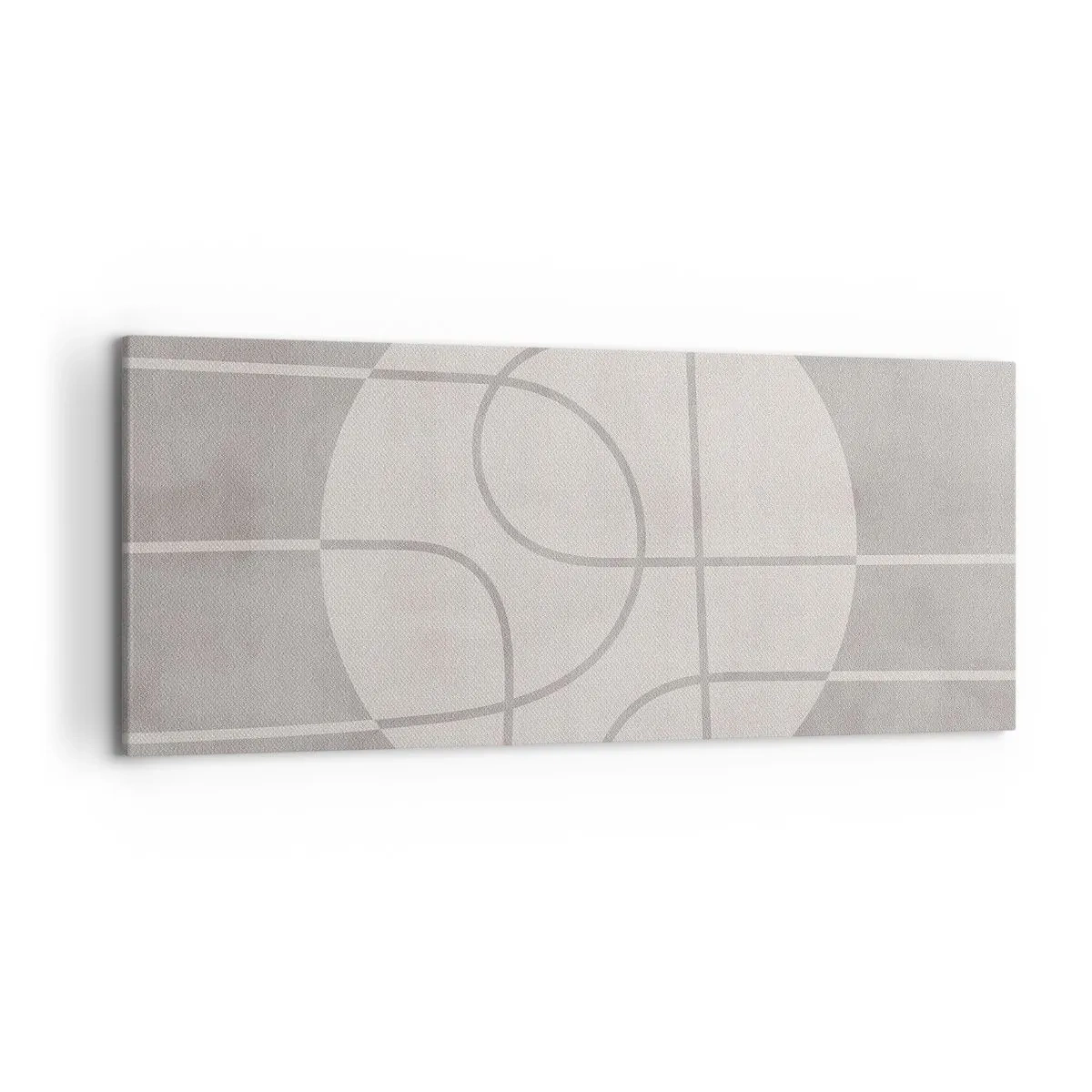 Cuadro sobre lienzo - Impresión de Imagen - Patrón geométrico en tonos grises y blancos. - 120x50cm - Circular y rectilíneo - Decoración de pared moderna para salón y dormitorio ARTTOR