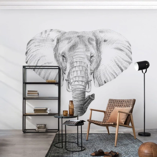 Fotomural Premium Sand - Érase una vez un elefante... - animales, Elefante, Gráficos - 200x140 cm