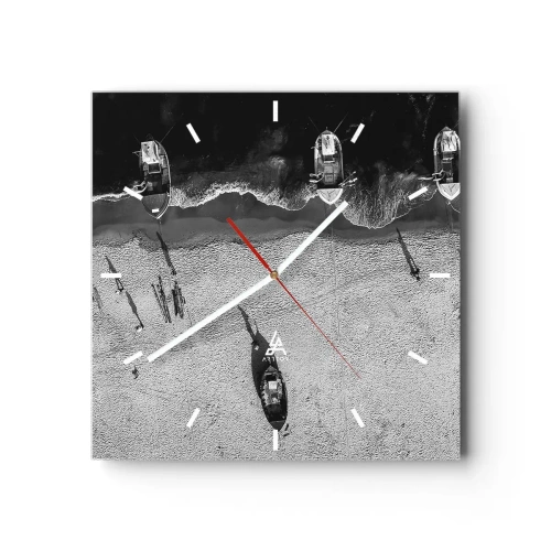 Reloj de pared - Reloj de vidrio - Aún en la orilla... - 40x40 cm