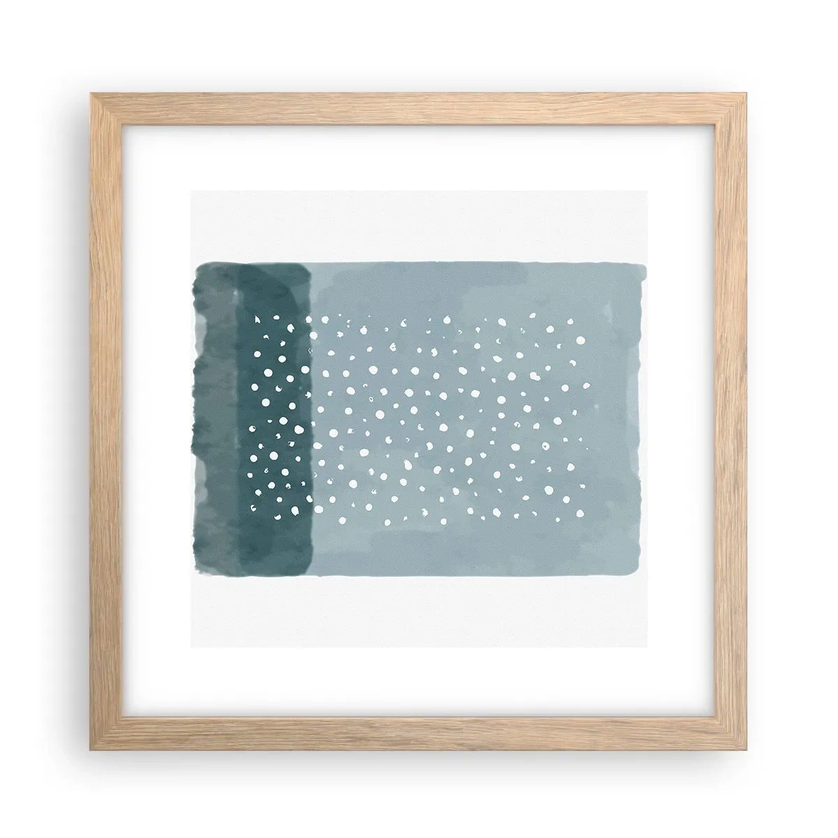 Póster en marco roble claro - Creación sobre azul - 30x30 cm