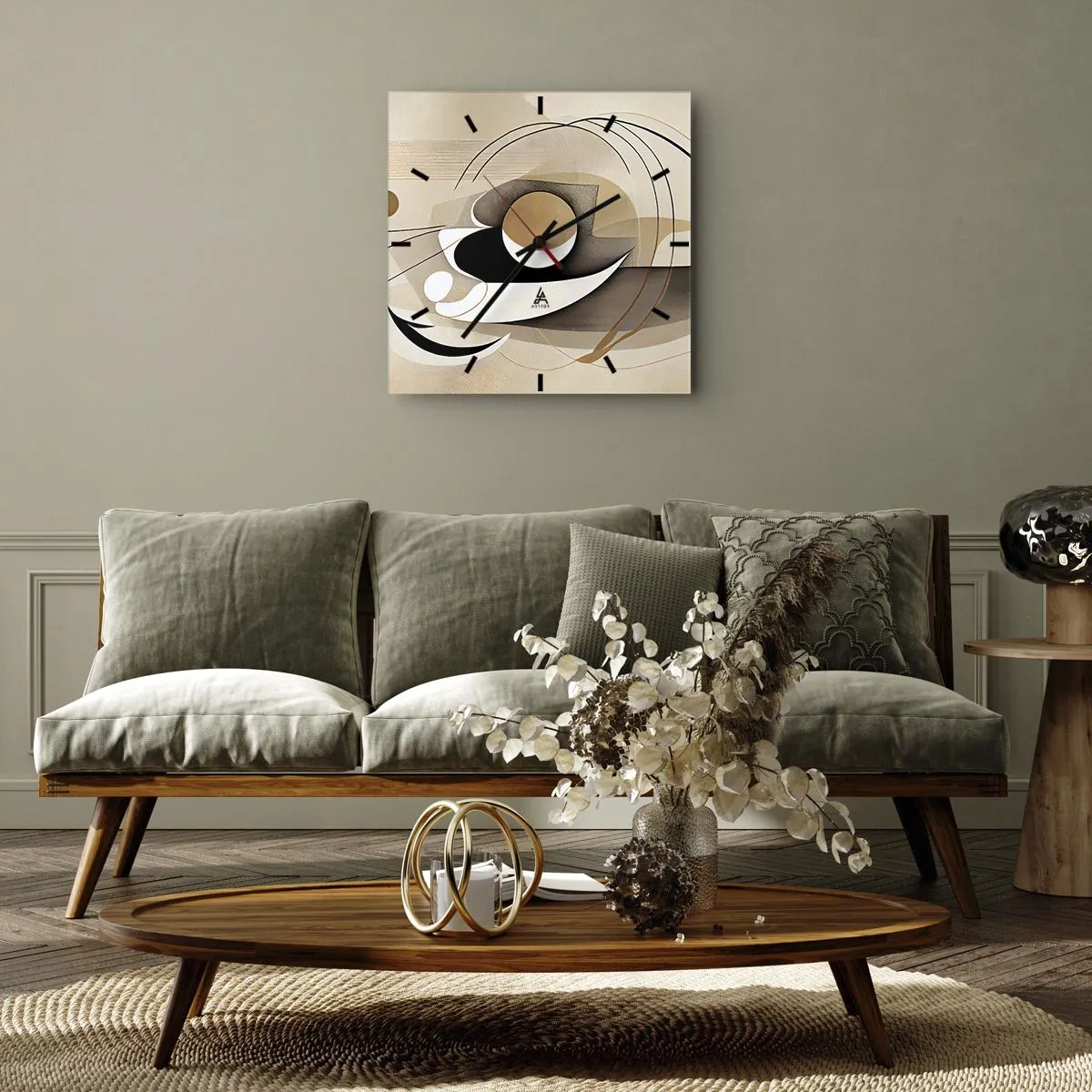 Reloj de pared - Reloj de vidrio - Composición: la esencia de las cosas - 40x40 cm