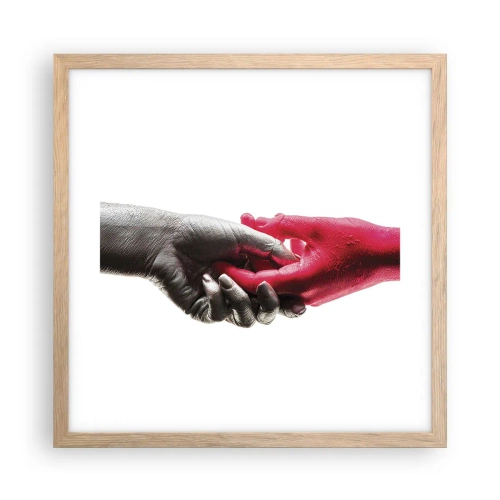 Póster en marco roble claro - Juntos, aunque diferentes - 40x40 cm
