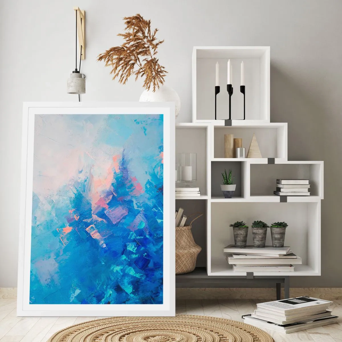 Póster en marco blanco - Abstracción invernal - 61x91 cm