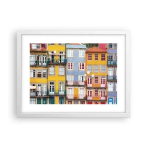 Póster en marco blanco - Los colores de la ciudad vieja - 40x30 cm