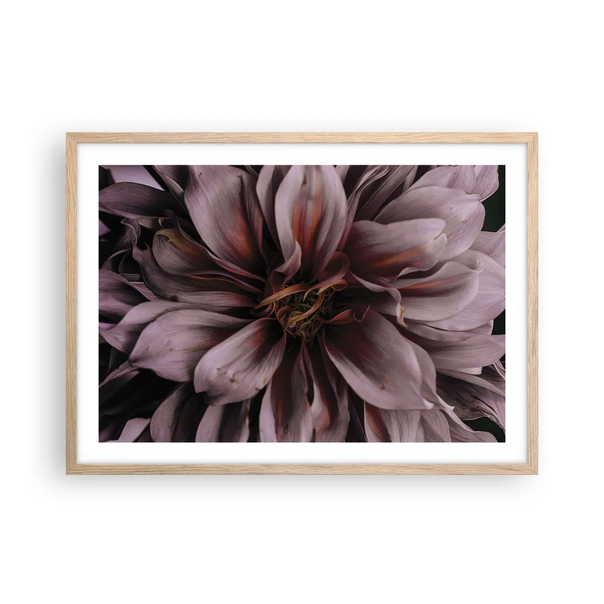 Póster en marco roble claro - Corazón floral - 70x50 cm