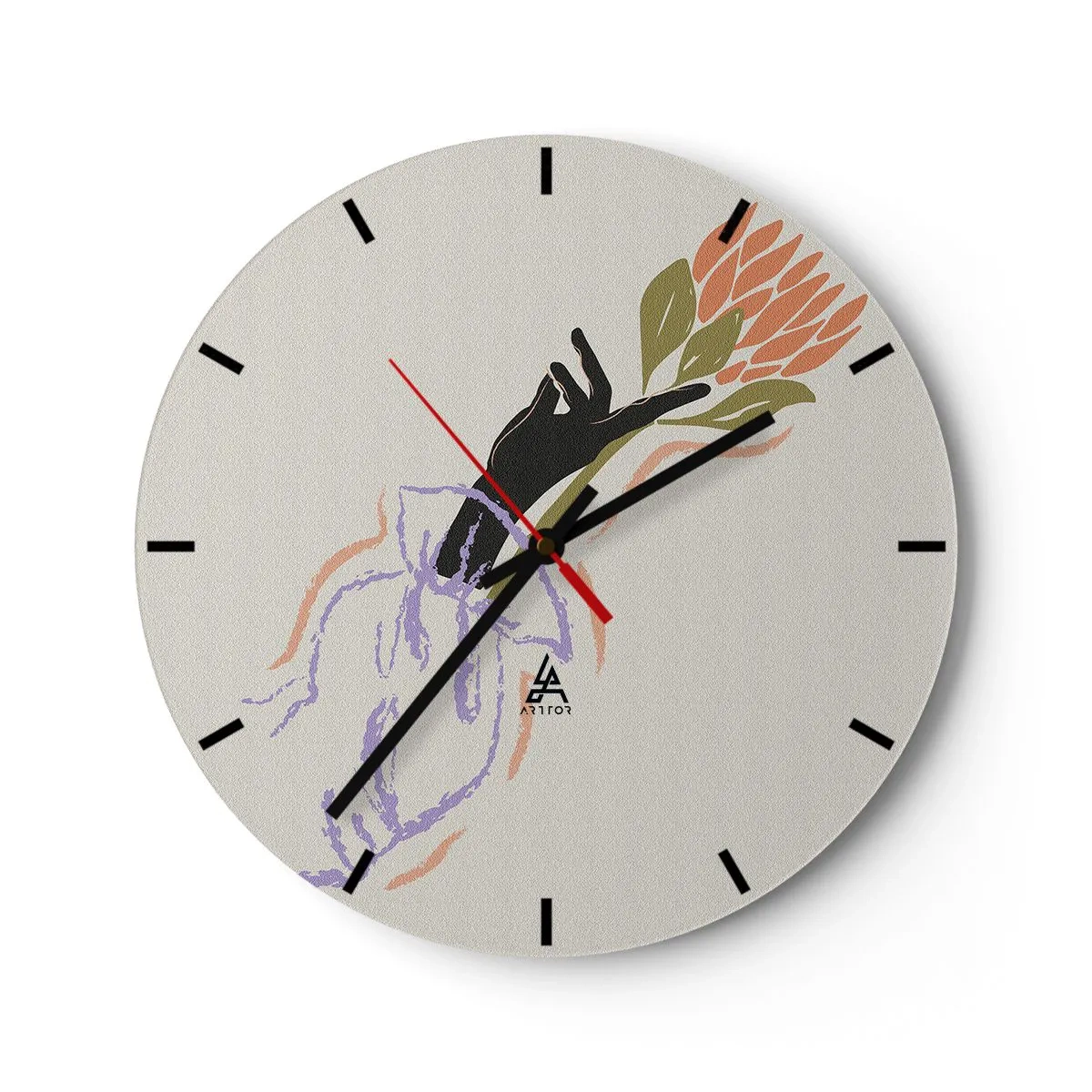 Reloj de pared - Reloj de vidrio - Un toque fraternal - 40x40 cm