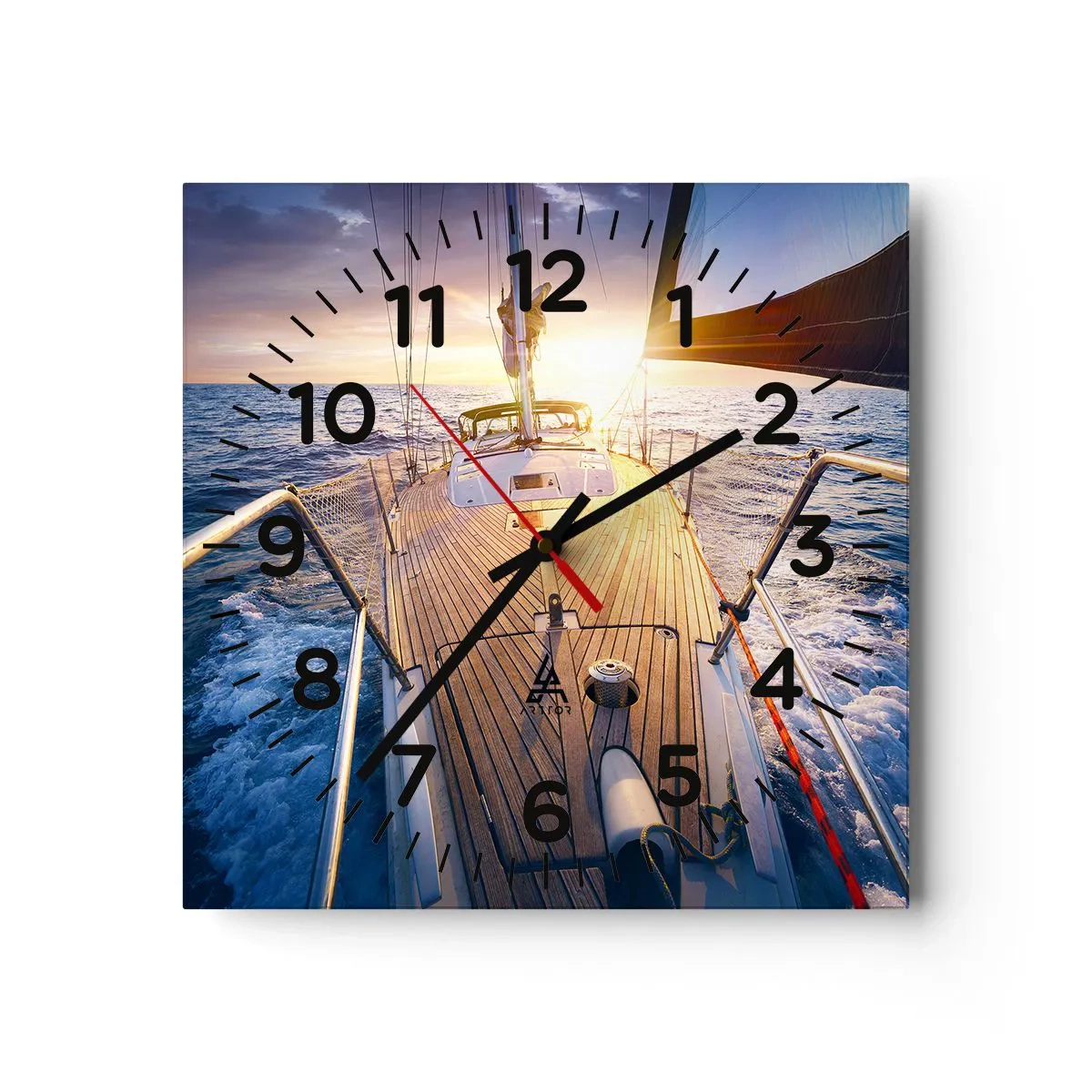 Reloj de pared - Reloj de vidrio - Corriendo sobre las olas - 40x40 cm