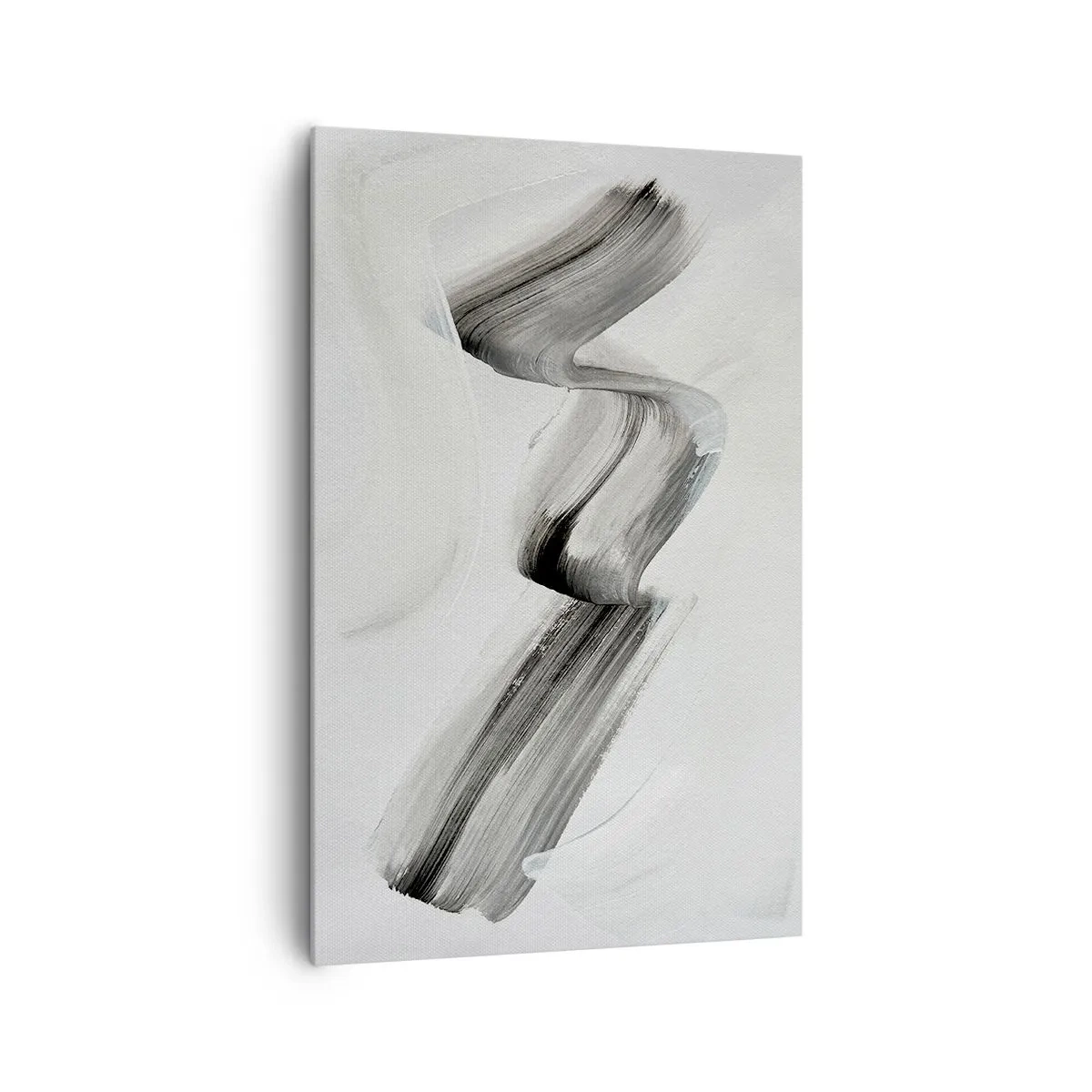 Cuadro sobre lienzo - Impresión de Imagen - Pincelada abstracta en blanco y negro sobre un fondo claro - 80x120cm - Solo por diversión - Decoración de pared moderna para salón y dormitorio ARTTOR