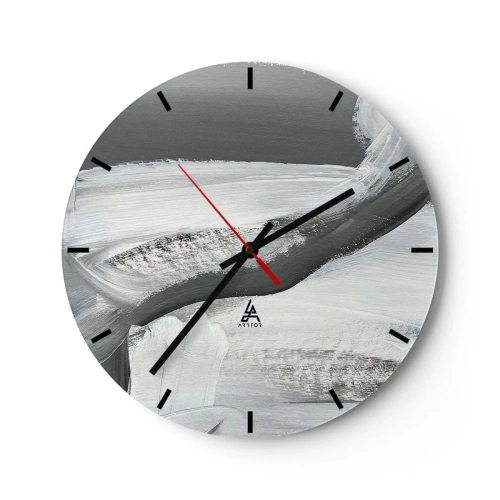 Reloj de pared - Reloj de vidrio - Pinceladas abstractas en blanco y negro - 30x30cm - Con movimientos decididos - Decoración de pared moderna para salón, cocina y dormitorio ARTTOR