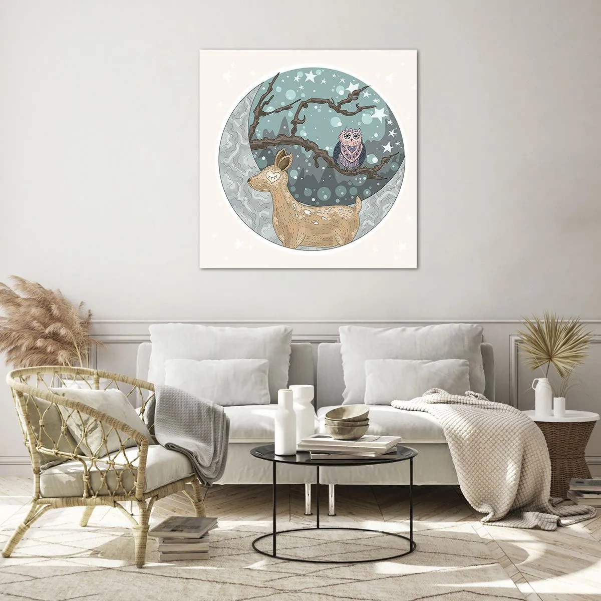 Cuadro sobre vidrio - Impresiones sobre Vidrio - Noche de bosque de cuento de hadas - 30x30 cm