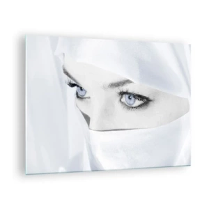 Cuadro sobre vidrio - Impresiones sobre Vidrio - Un retrato sutil con expresivos ojos azules. - 70x50cm - Directamente de las mil y una noches - Decoración de pared moderna para salón y dormitorio ARTTOR