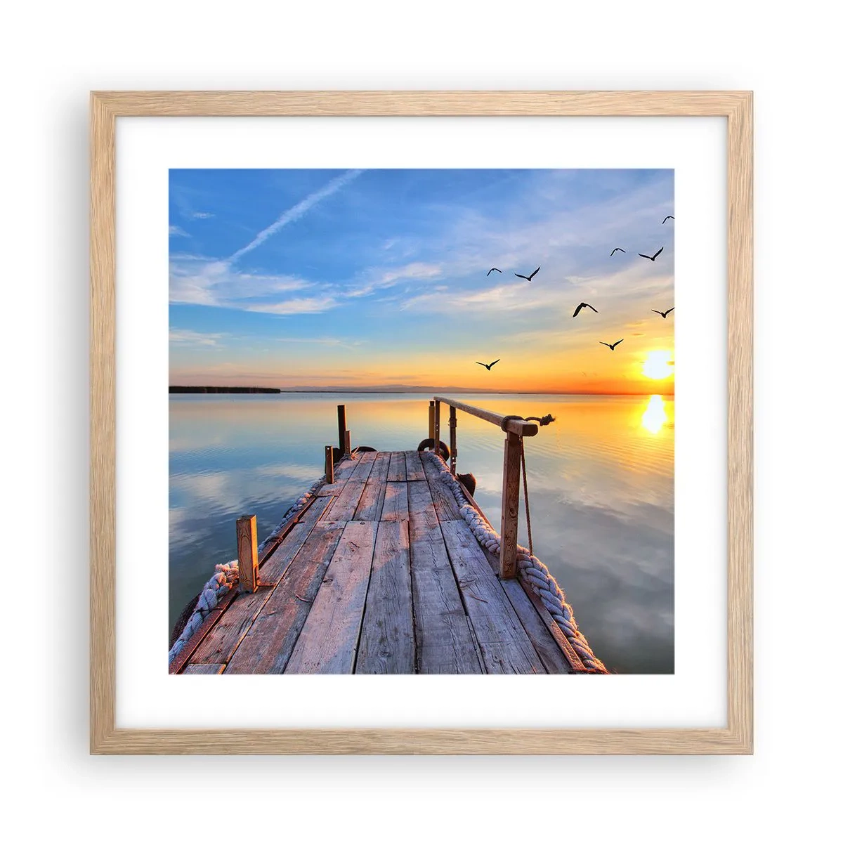 Póster en marco roble claro - Caminando hacia el sol - 40x40 cm