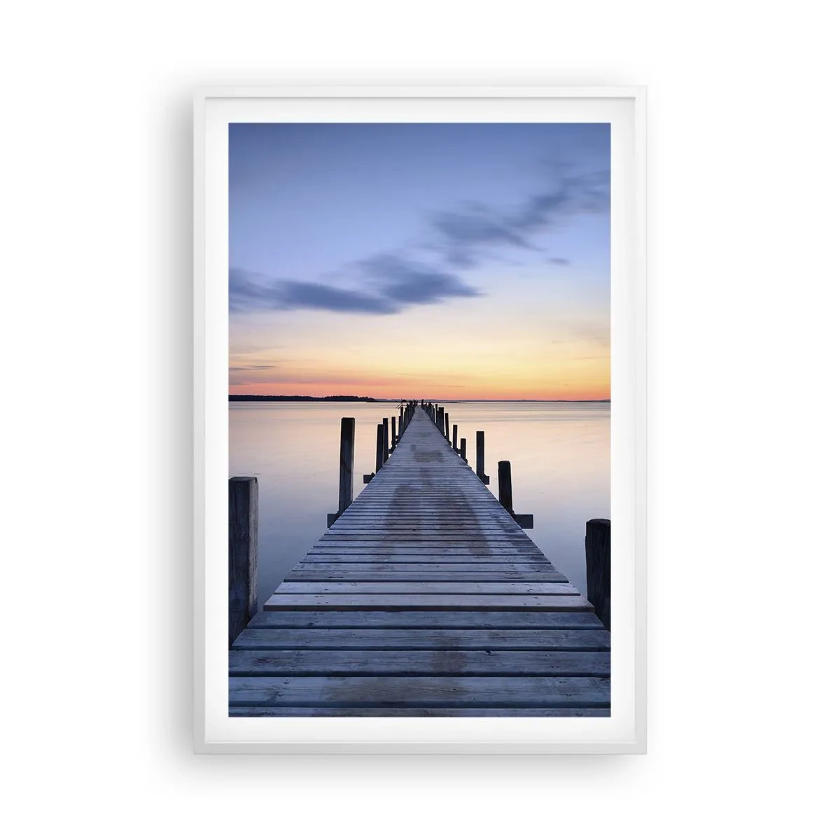 Póster en marco blanco - La calma de un crepúsculo sereno - 61x91 cm