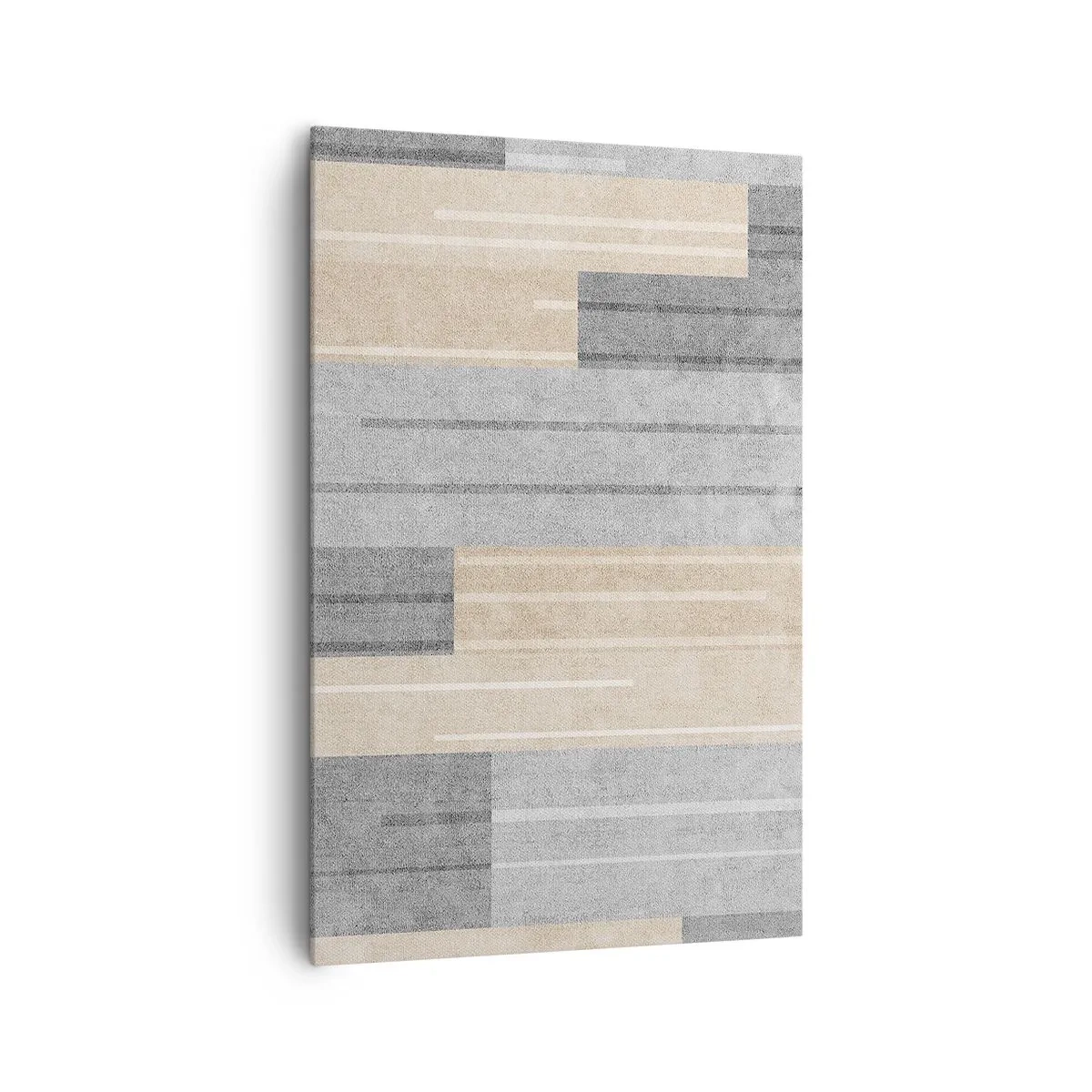 Cuadro sobre lienzo - Impresión de Imagen - Composición geométrica en tonos grises y beige. - 80x120cm - Composición: sostener la vertical - Decoración de pared moderna para salón y dormitorio ARTTOR