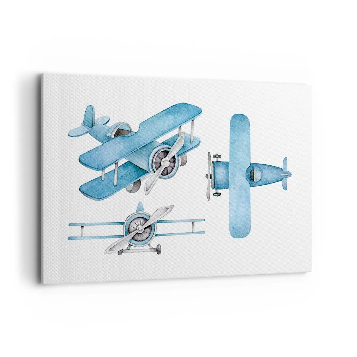 Cuadro sobre lienzo - Impresión de Imagen - Aviones retro azules - 120x80cm - Un ganador nato - Decoración de pared moderna para salón y dormitorio ARTTOR