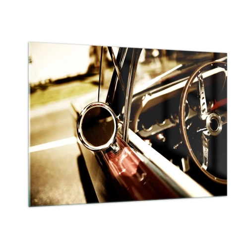 Cuadro sobre vidrio - Impresiones sobre Vidrio - Interior de coche clásico en estilo retro - 100x70cm - Un coche con alma - Decoración de pared moderna para salón y dormitorio ARTTOR