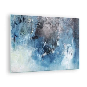 Cuadro sobre vidrio - Impresiones sobre Vidrio - Composición abstracta en tonos azules - 70x50cm - Rapsodia celeste - Decoración de pared moderna para salón y dormitorio ARTTOR