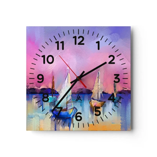 Reloj de pared - Reloj de vidrio - Dirección alta mar - 30x30 cm
