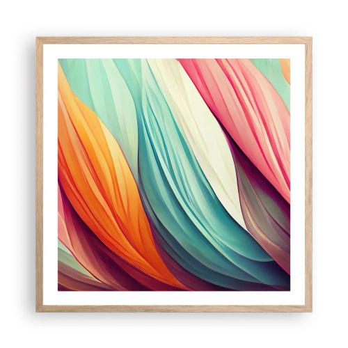 Póster en marco roble claro - Tejido arco iris - 60x60 cm