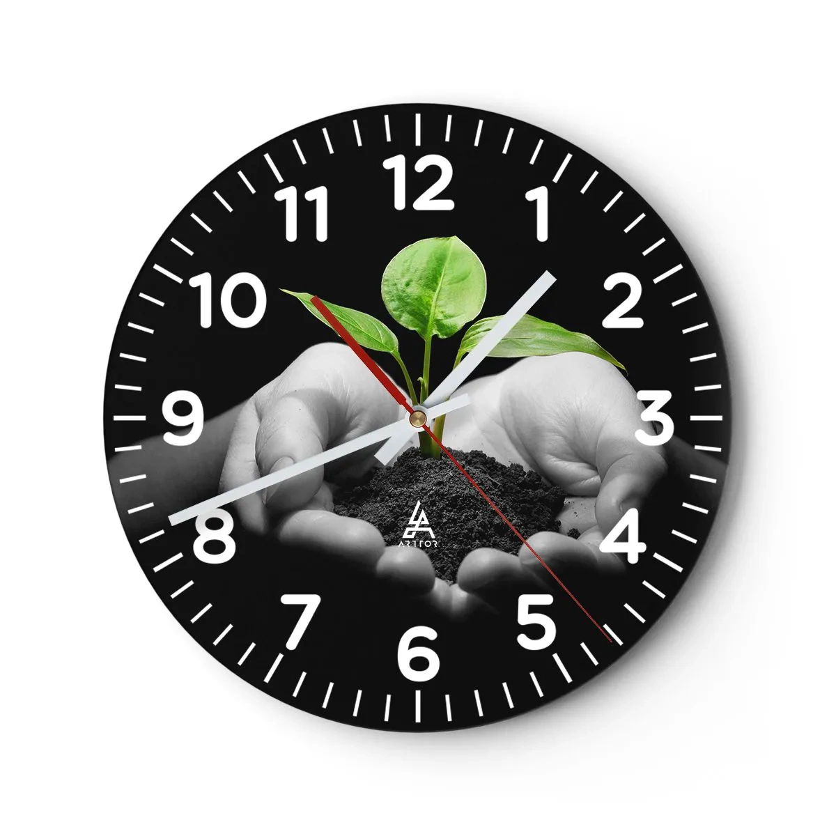 Reloj de pared - Reloj de vidrio - Amo la naturaleza, la protejo - 30x30 cm
