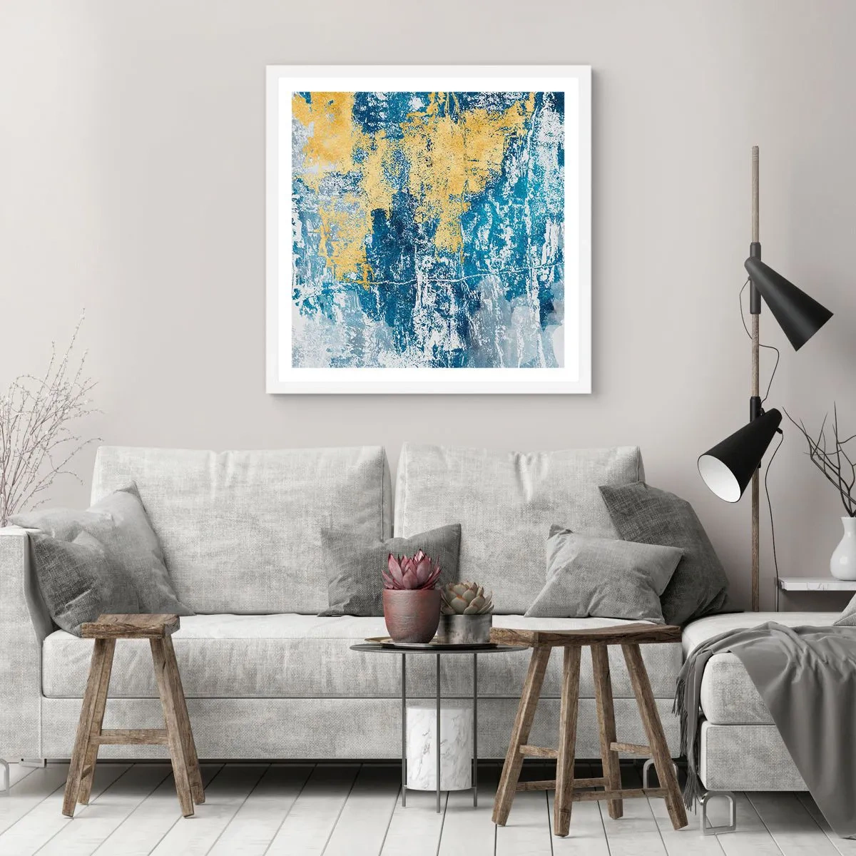 Póster en marco blanco - Una abstracción serena - 40x40 cm