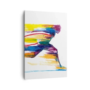 Cuadro sobre lienzo - Impresión de Imagen - Un corredor en colores abstractos que simboliza dinamismo y energía. - 70x100cm - Corre a través del arco iris - Decoración de pared moderna para salón y dormitorio ARTTOR