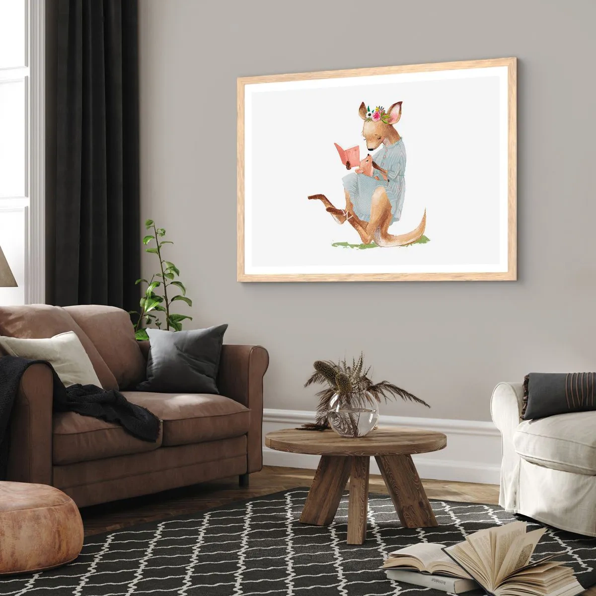 Póster en marco roble claro - Léeme un cuento, mamá - 100x70 cm