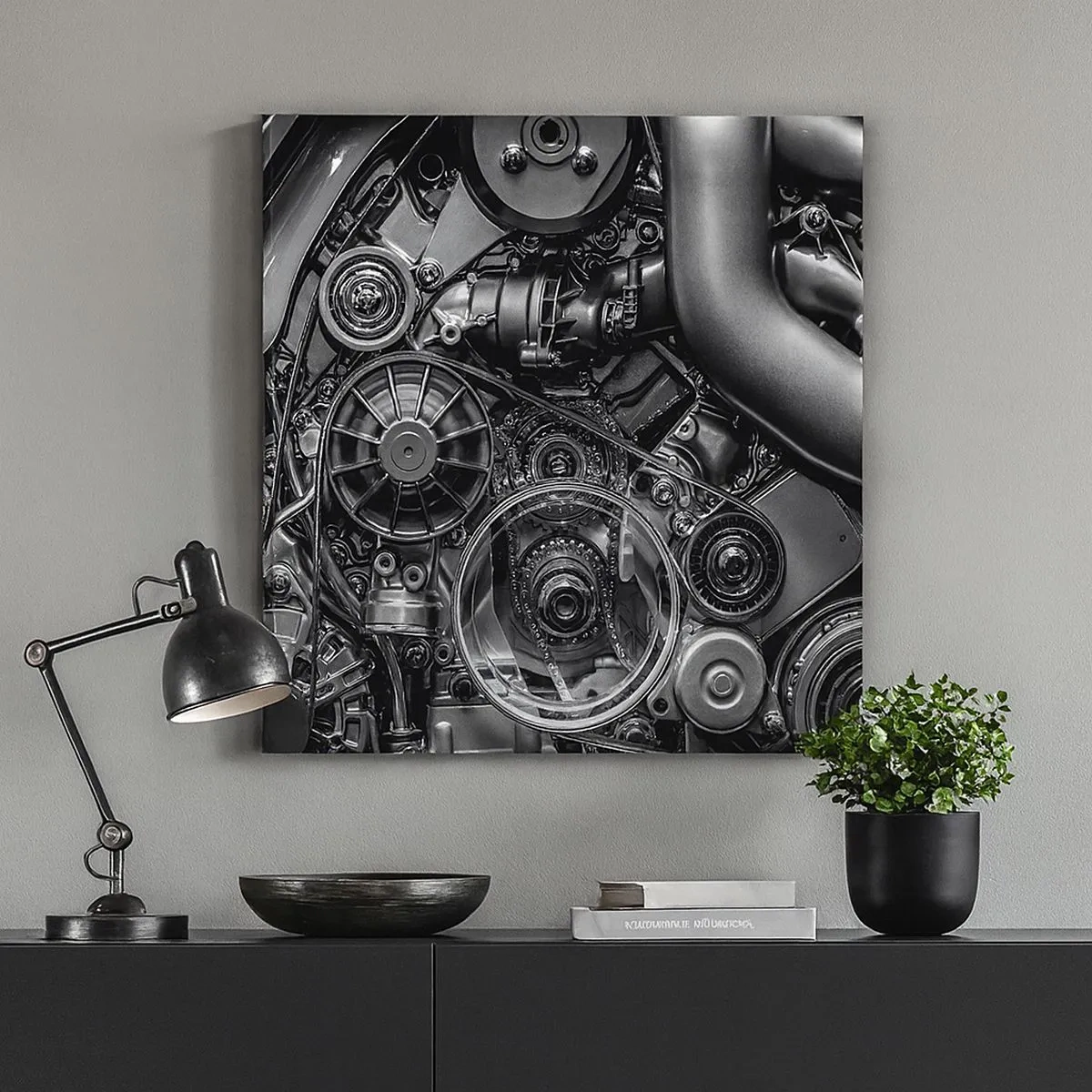 Cuadro sobre lienzo - Impresión de Imagen - La poesía de la mecánica - 30x30 cm