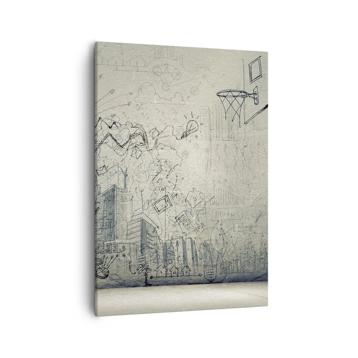 Cuadro sobre lienzo - Impresión de Imagen - Dibujos y diagramas sobre el fondo de una pared en bruto. - 50x70cm - Mi gloriosa vida en la ciudad - Decoración de pared moderna para salón y dormitorio ARTTOR