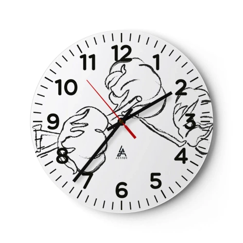 Reloj de pared - Reloj de vidrio - Plumón de algodón - 40x40 cm