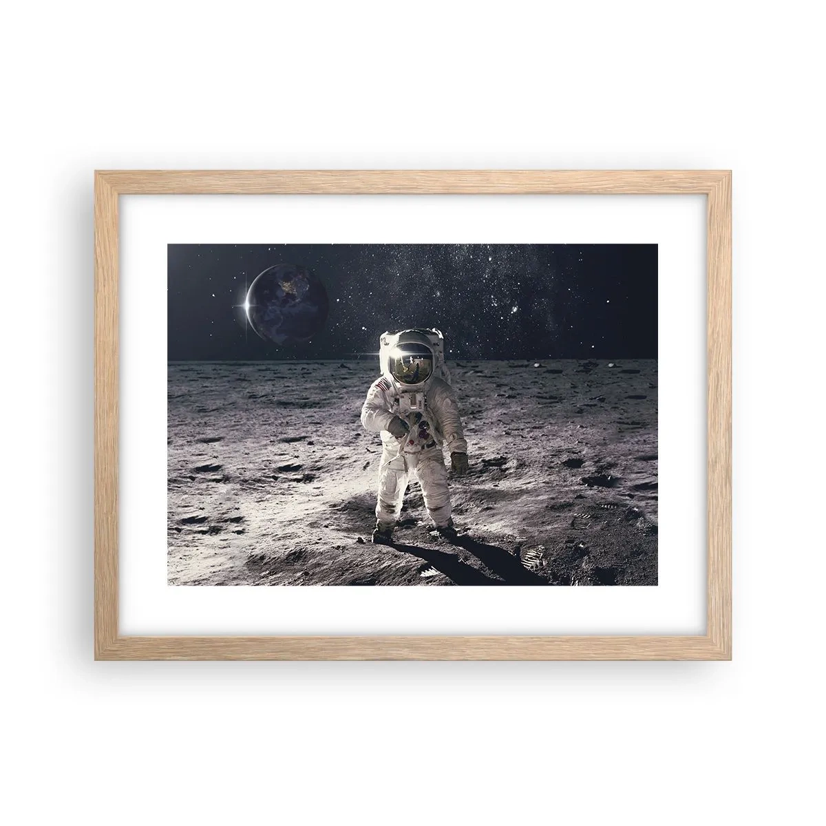 Póster en marco roble claro - Saludos desde la Luna - 40x30 cm