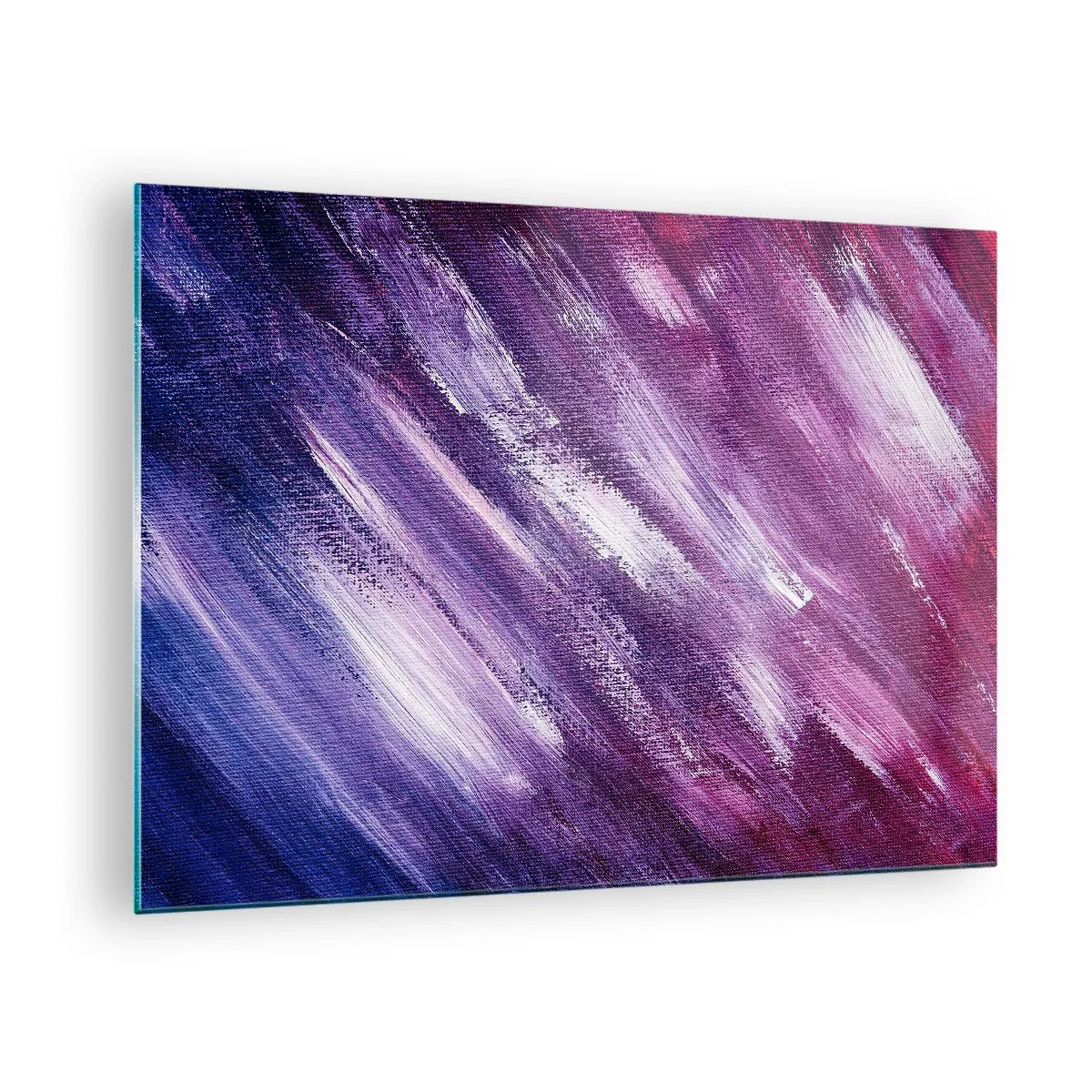 Cuadro sobre vidrio - Impresiones sobre Vidrio - Cuadro abstracto en tonos morados y blancos - 70x50cm - Cuando sopla el viento del sol - Decoración de pared moderna para salón y dormitorio ARTTOR
