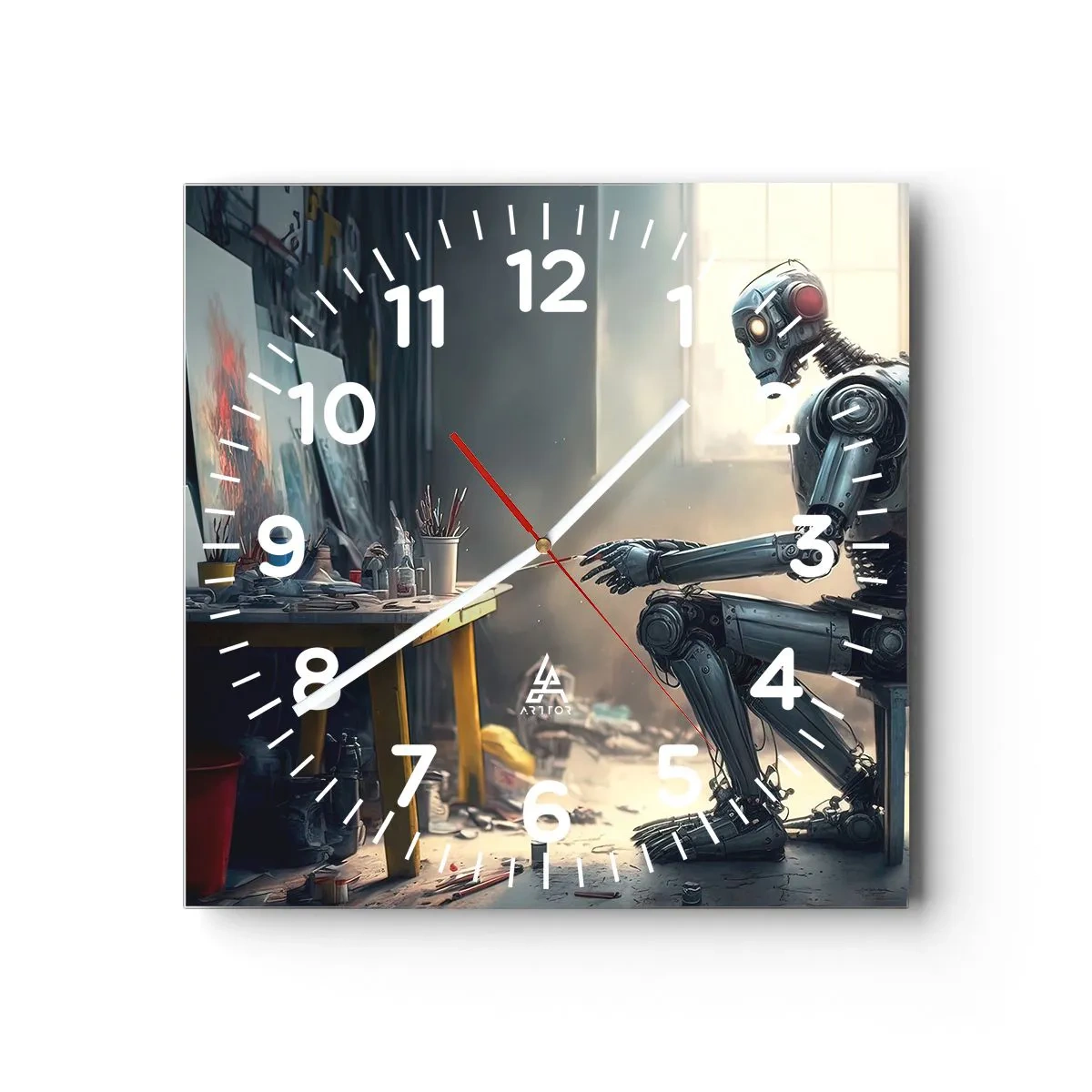 Reloj de pared - Reloj de vidrio - El acto de creación - 30x30 cm