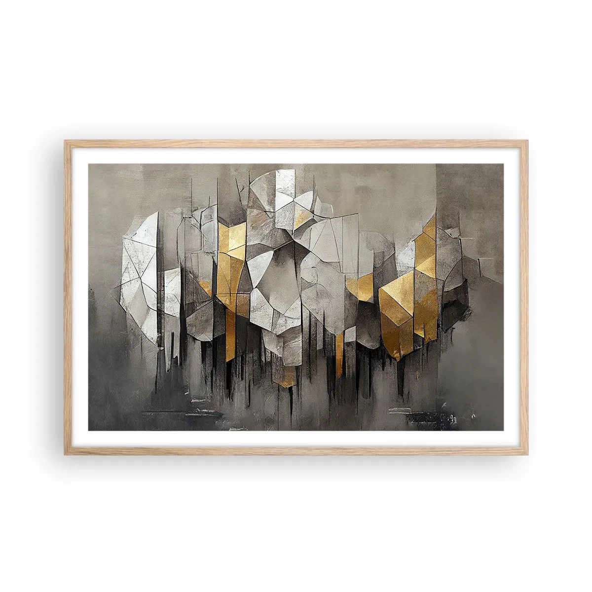 Póster en marco roble claro - Composición hecha de hielo y luz - 91x61 cm