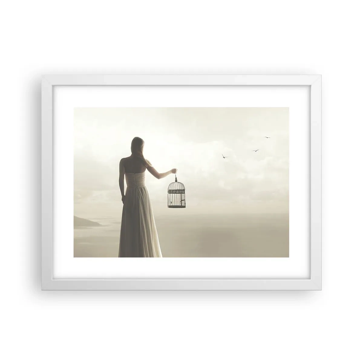 Póster en marco blanco - Sé libre - 40x30 cm