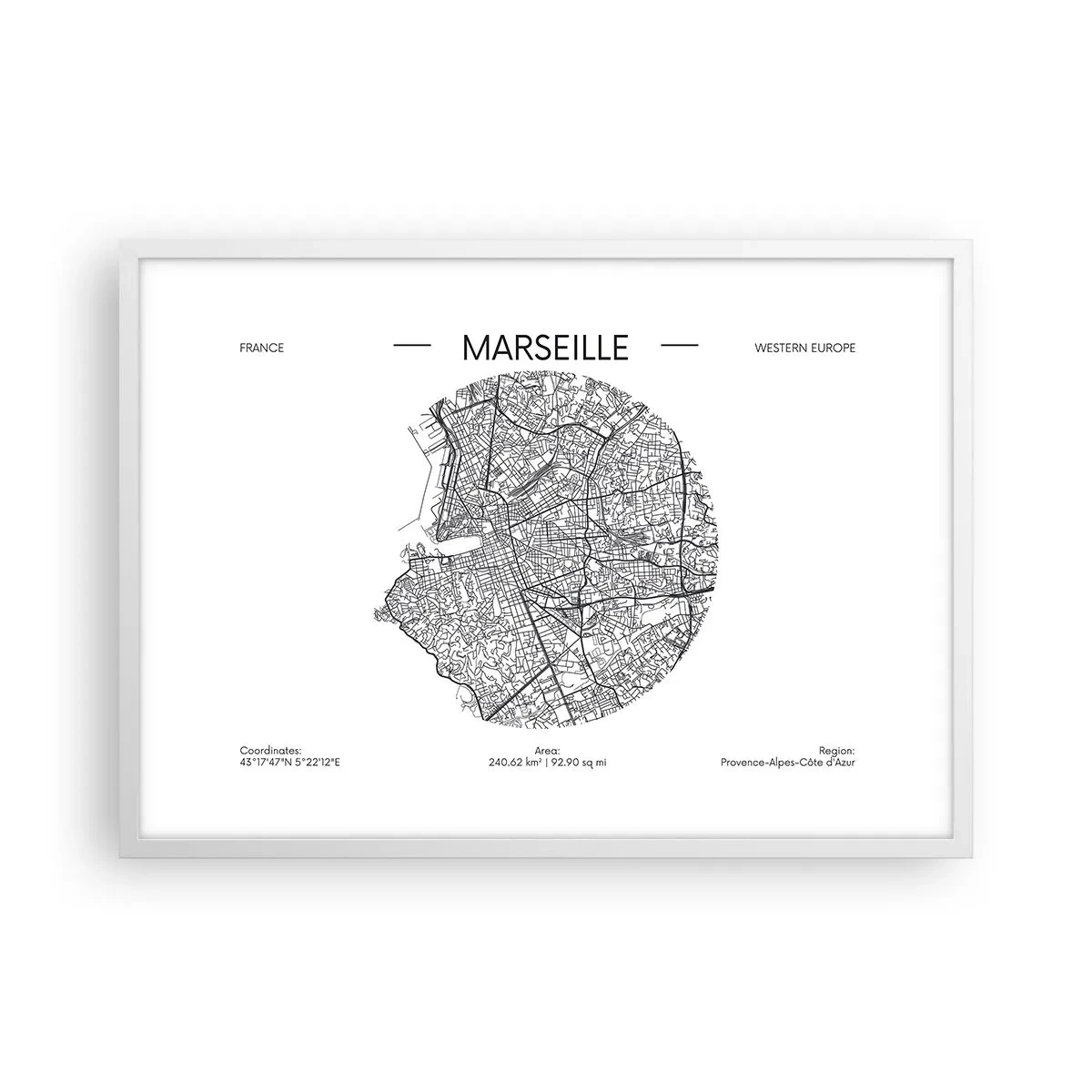 Póster en marco blanco - Anatomía de Marsella - 70x50 cm