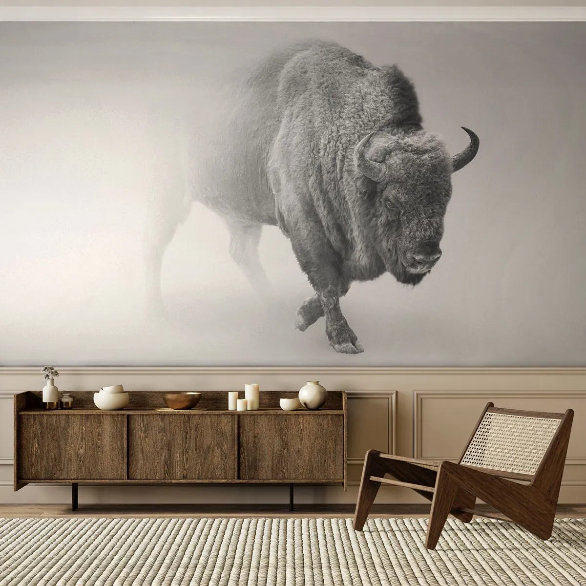 Fotomural Standard Eco - Rey de la pradera - sabio, animales, Bisonte - 250x175 cm