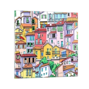 Cuadro sobre vidrio - Impresiones sobre Vidrio - Ciudad alegre - 70x70 cm