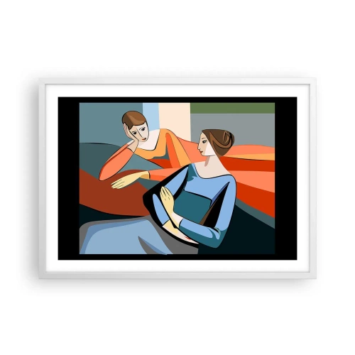 Póster en marco blanco - Un momento de confidencias - 70x50 cm