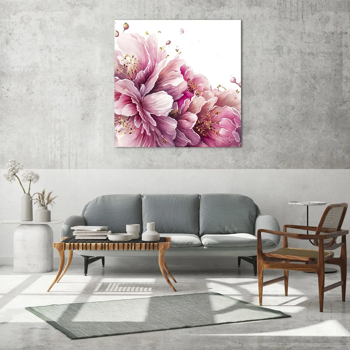 Cuadro sobre vidrio - Impresiones sobre Vidrio - Flor de cerezo - 70x70 cm