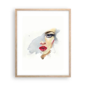 Póster en marco roble claro - Reflejo en una gota de agua - 40x50 cm