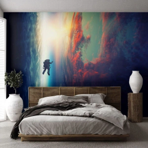 Fotomural Autadhesivo Deluxe Sticker - Enfrentarse al universo - Abstracción, Astronauta, Cosmos - 100x70 cm