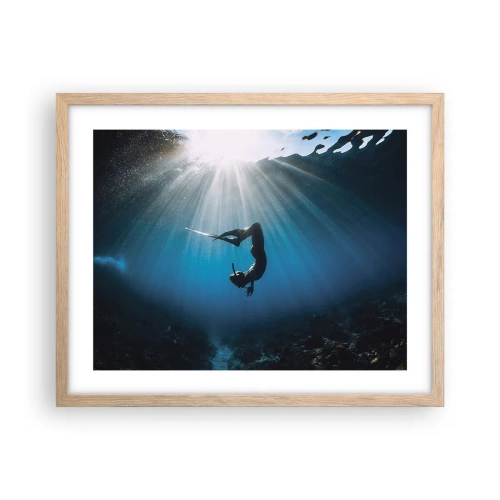 Póster en marco roble claro - Danza subacuática - 50x40 cm
