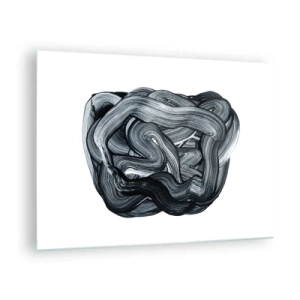 Cuadro sobre vidrio - Impresiones sobre Vidrio - Abstracción de pinceladas en blanco y negro - 70x50cm - No es tan sencillo - Decoración de pared moderna para salón y dormitorio ARTTOR