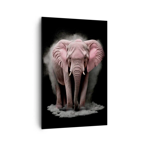 Cuadro sobre lienzo - Impresión de Imagen - Una interpretación artística de un elefante rosa sobre un fondo negro. - 80x120cm - El rey rosado de oriente - Decoración de pared moderna para salón y dormitorio ARTTOR