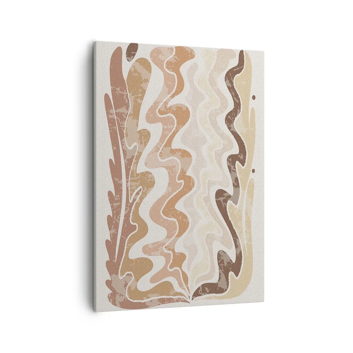 Cuadro sobre lienzo - Impresión de Imagen - Líneas abstractas onduladas en tonos beige - 50x70cm - Buena energía - buenas emociones - Decoración de pared moderna para salón y dormitorio ARTTOR