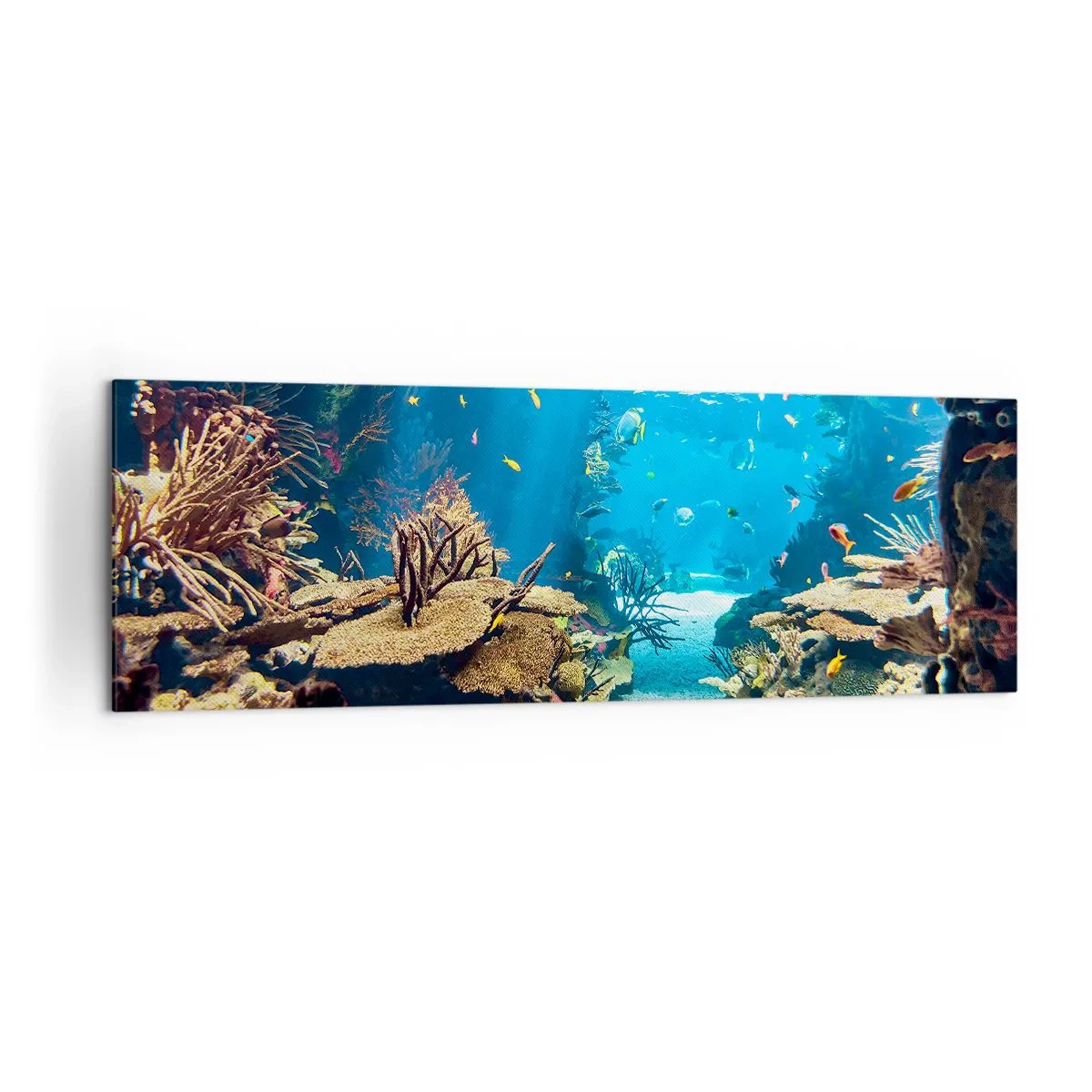Cuadro sobre lienzo - Impresión de Imagen - Mundo submarino con arrecifes de coral y peces. - 160x50cm - Ni siquiera has soñado - Decoración de pared moderna para salón y dormitorio ARTTOR
