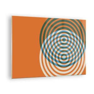 Cuadro sobre vidrio - Impresiones sobre Vidrio - Gráfico geométrico abstracto con círculos concéntricos - 70x50cm - Círculos y abstracción - Decoración de pared moderna para salón y dormitorio ARTTOR